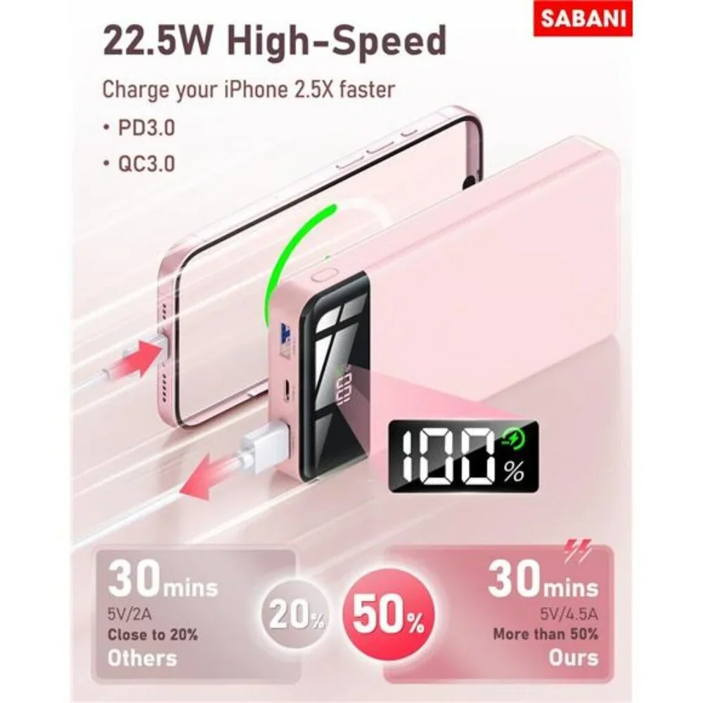 35000mAh portable charger power bank fast charging with built in cables